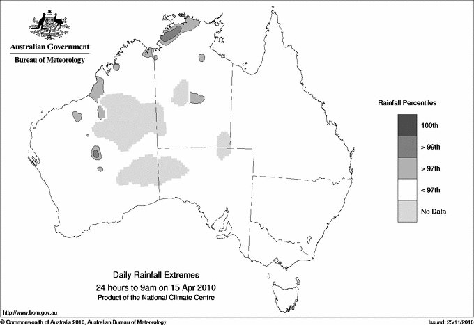 Australian daily rainfall extreme area maps
