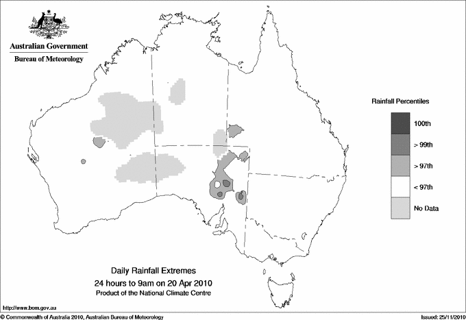 Australian daily rainfall extreme area maps