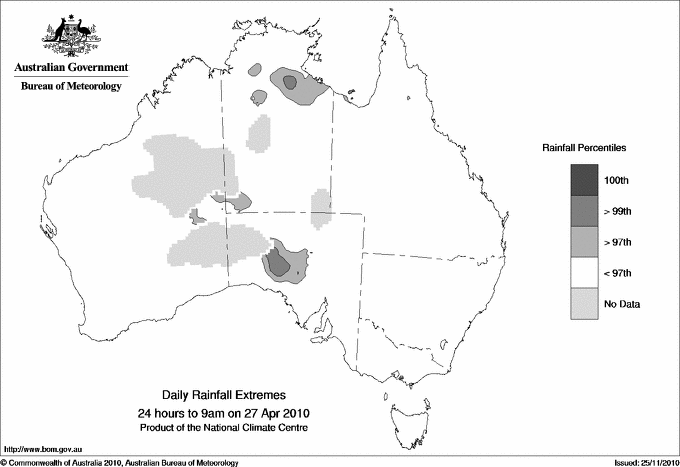 Australian daily rainfall extreme area maps