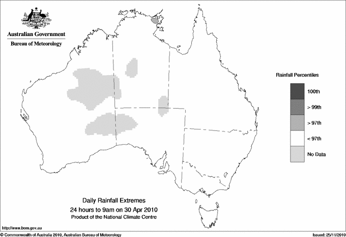 Australian daily rainfall extreme area maps
