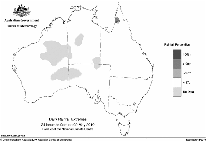 Australian daily rainfall extreme area maps