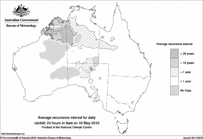 Australian daily rainfall average recurrence interval maps
