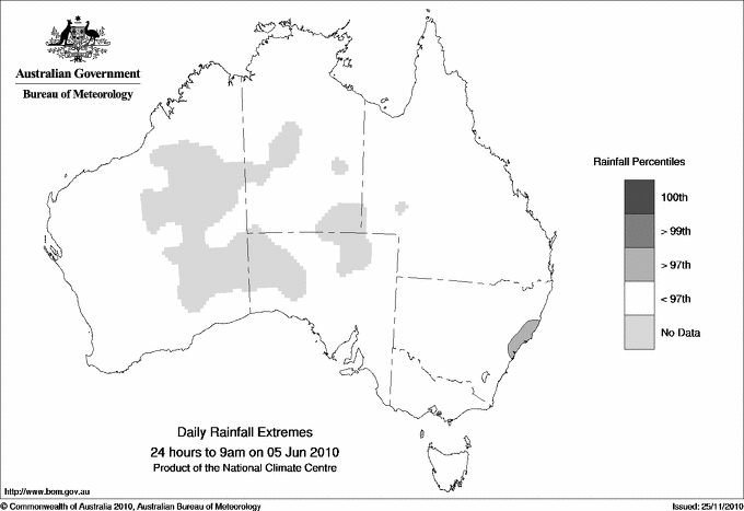 Australian daily rainfall extreme area maps