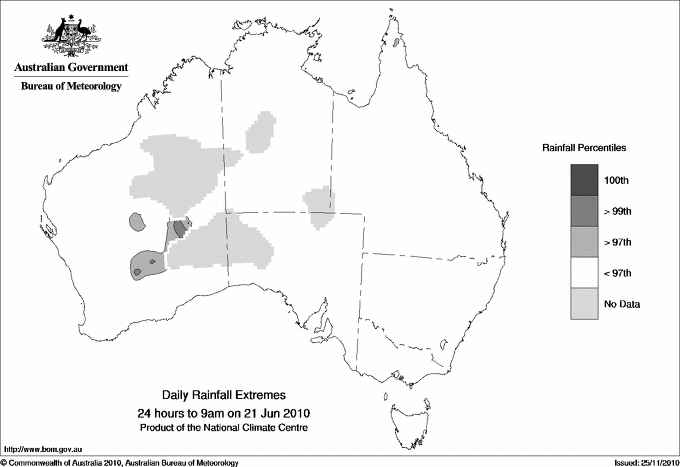 Australian daily rainfall extreme area maps