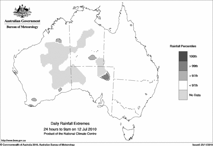 Australian daily rainfall extreme area maps
