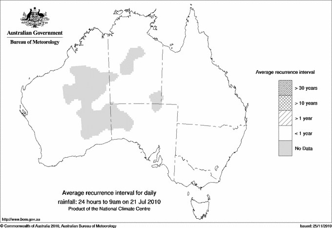Australian daily rainfall average recurrence interval maps