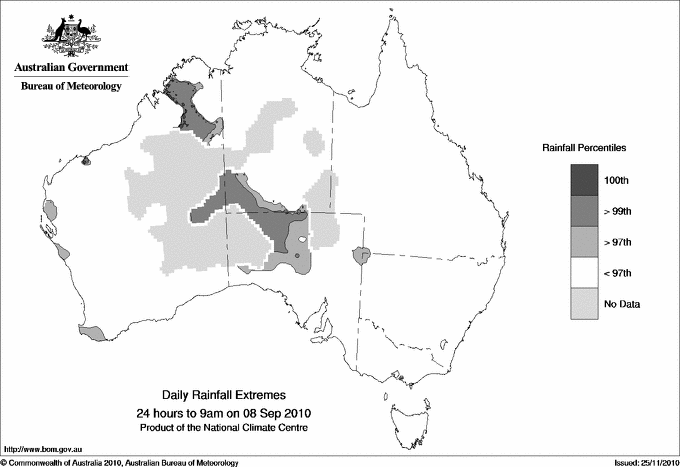 Australian daily rainfall extreme area maps