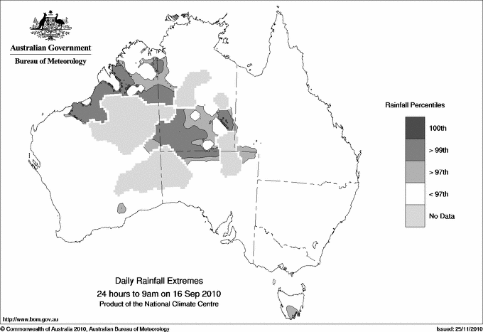 Australian daily rainfall extreme area maps