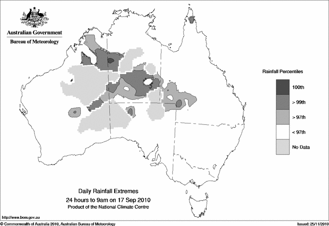 Australian daily rainfall extreme area maps