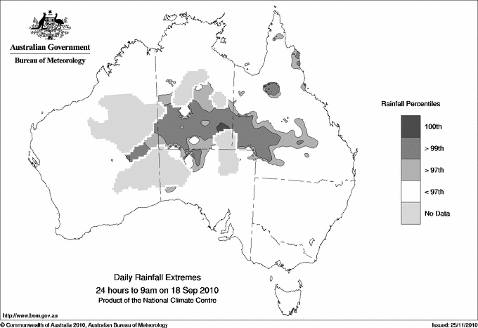 Australian daily rainfall extreme area maps