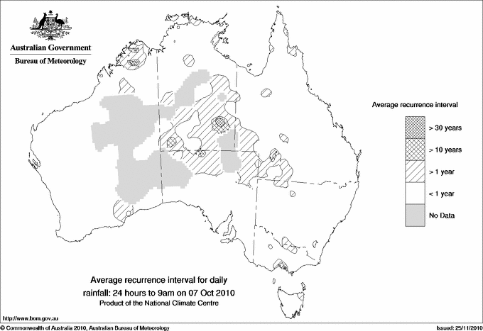 Australian daily rainfall average recurrence interval maps