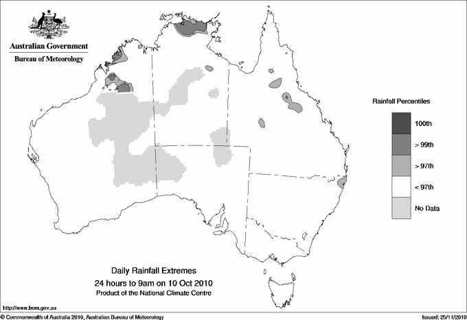 Australian daily rainfall extreme area maps