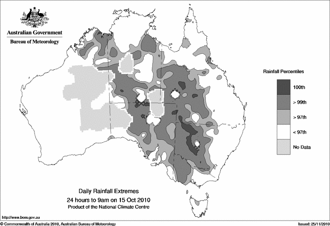 Australian daily rainfall extreme area maps