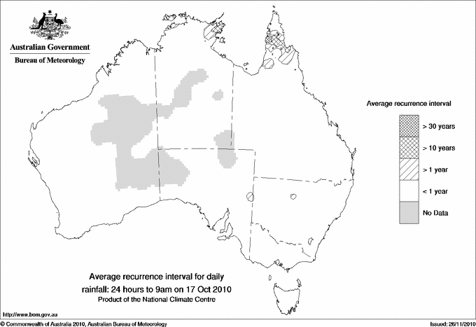 Australian daily rainfall average recurrence interval maps