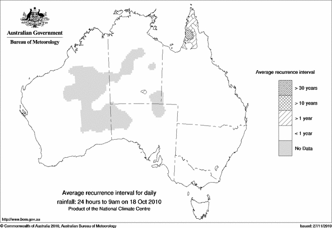 Australian daily rainfall average recurrence interval maps