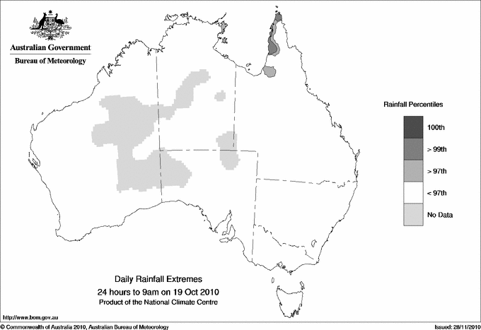 Australian daily rainfall extreme area maps
