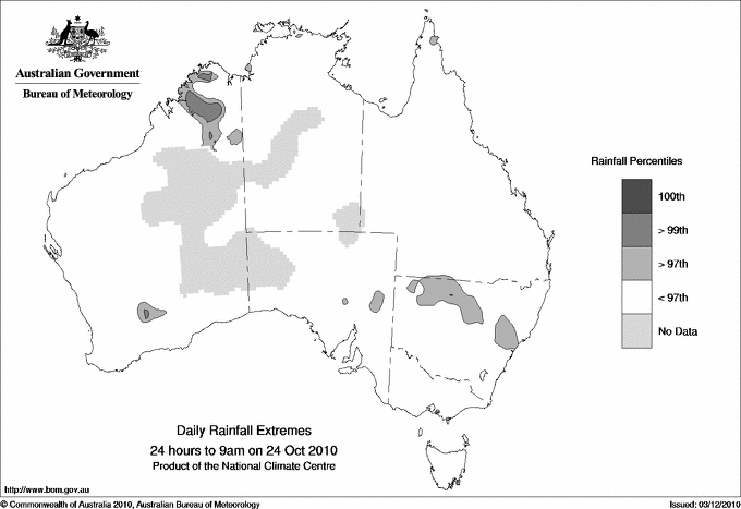 Australian daily rainfall extreme area maps