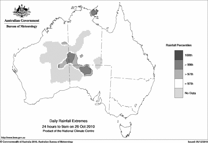 Australian daily rainfall extreme area maps