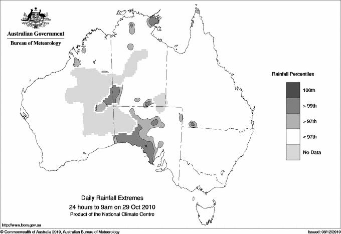 Australian daily rainfall extreme area maps