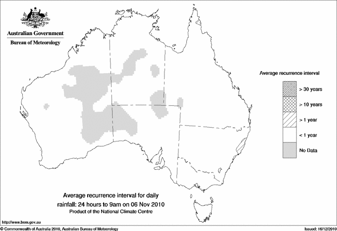 Australian daily rainfall average recurrence interval maps