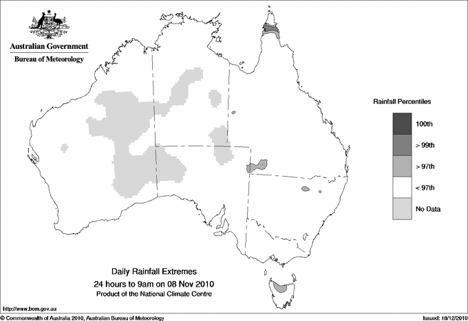 Australian daily rainfall extreme area maps