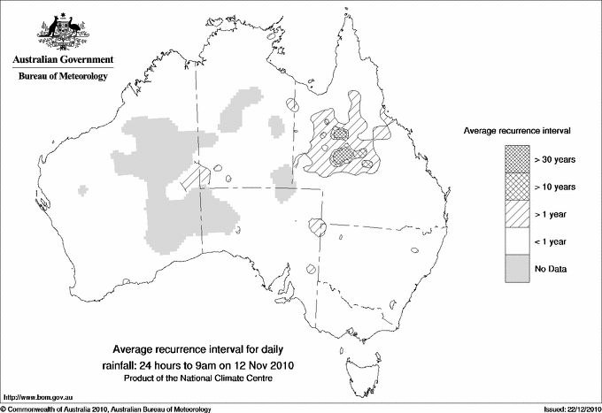 Australian daily rainfall average recurrence interval maps