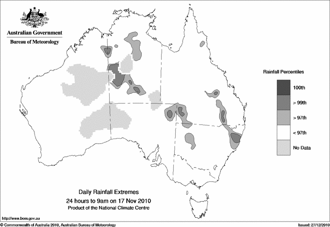 Australian daily rainfall extreme area maps