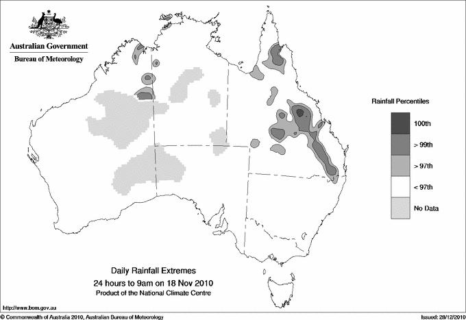 Australian daily rainfall extreme area maps