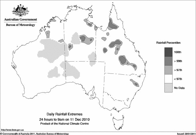 Australian daily rainfall extreme area maps