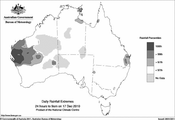 Australian daily rainfall extreme area maps