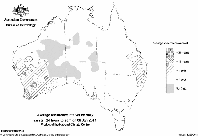 Australian daily rainfall average recurrence interval maps