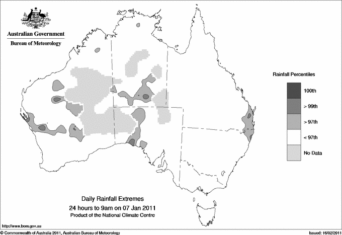Australian daily rainfall extreme area maps
