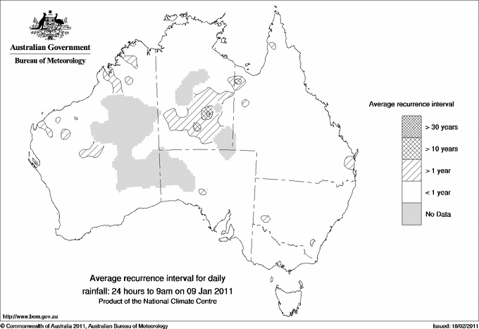 Australian daily rainfall average recurrence interval maps