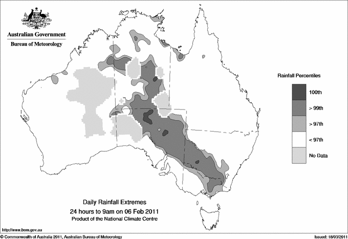 Australian daily rainfall extreme area maps