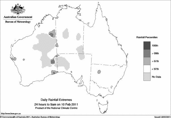 Australian daily rainfall extreme area maps