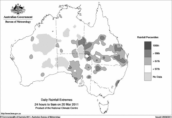 Australian daily rainfall extreme area maps