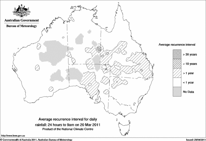 Australian daily rainfall average recurrence interval maps