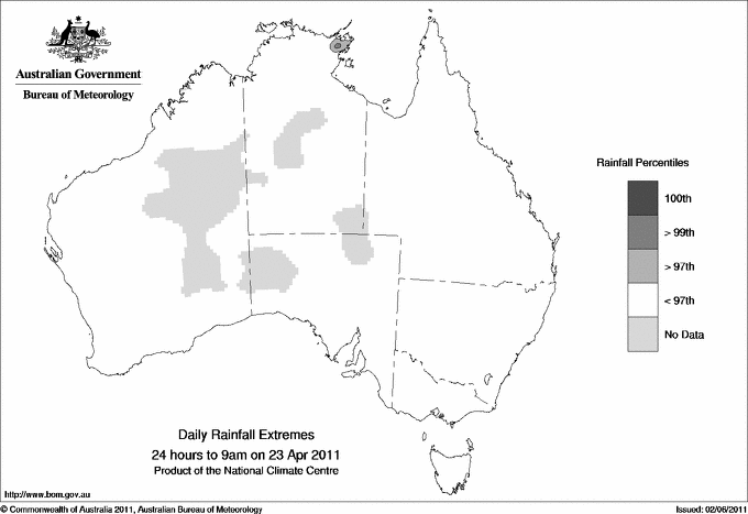 Australian daily rainfall extreme area maps