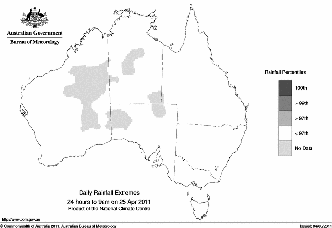 Australian daily rainfall extreme area maps