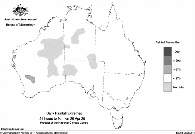 Australian daily rainfall extreme area maps