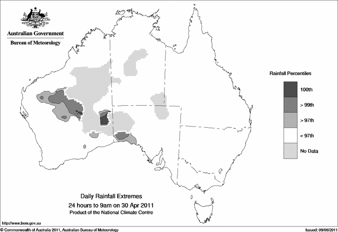 Australian daily rainfall extreme area maps