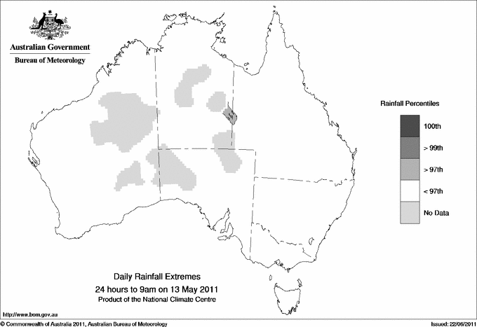 Australian daily rainfall extreme area maps