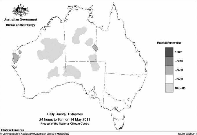 Australian daily rainfall extreme area maps