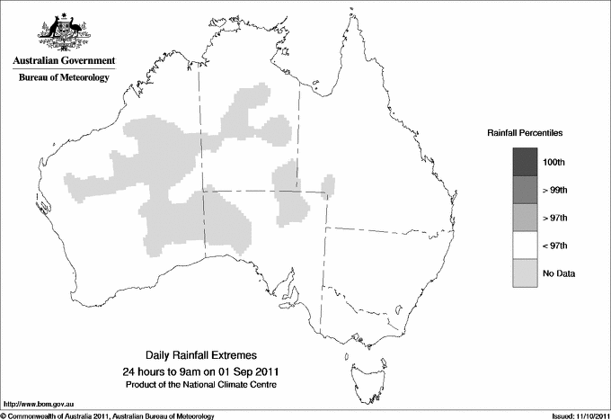 Australian daily rainfall extreme area maps