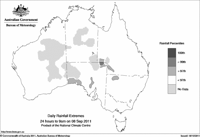 Australian daily rainfall extreme area maps