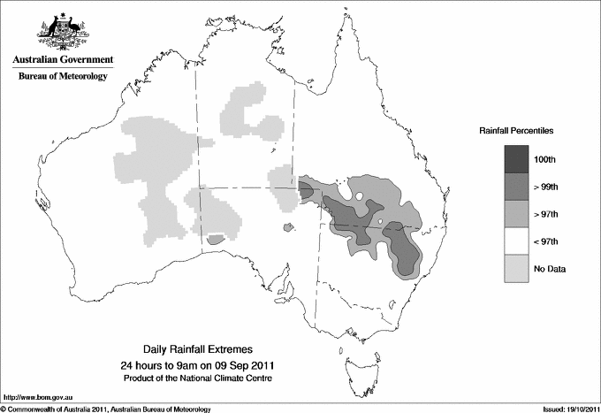 Australian daily rainfall extreme area maps
