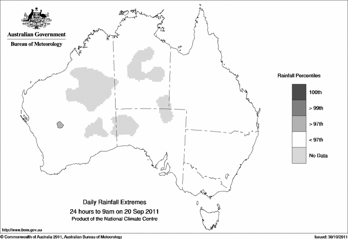 Australian daily rainfall extreme area maps