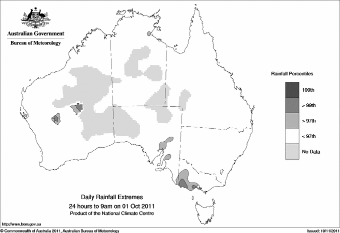 Australian daily rainfall extreme area maps