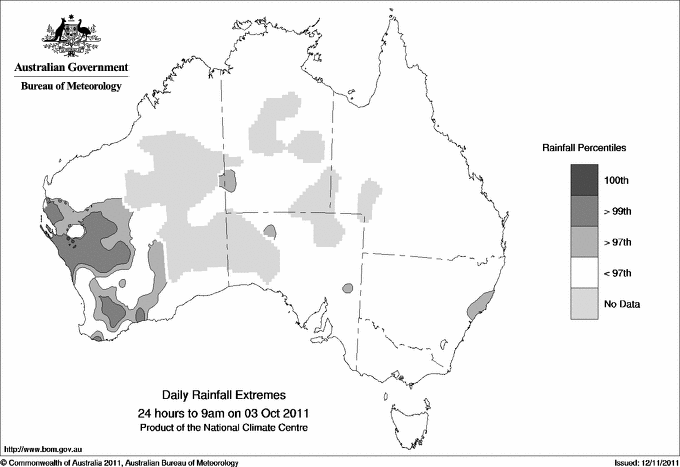Australian daily rainfall extreme area maps