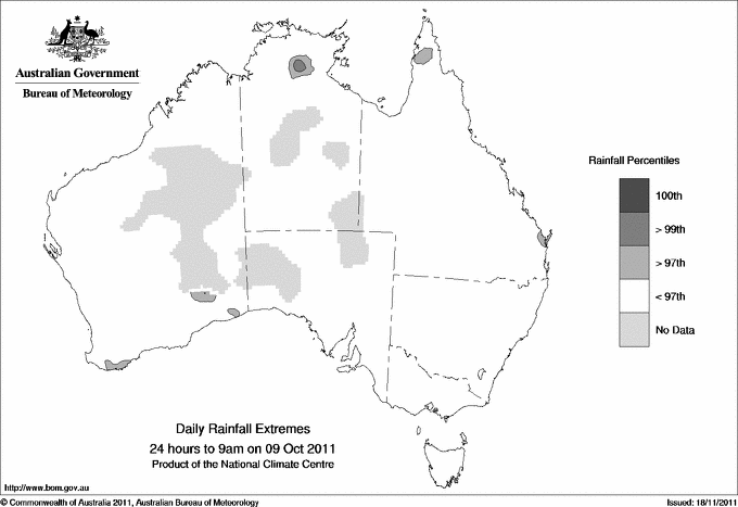 Australian daily rainfall extreme area maps